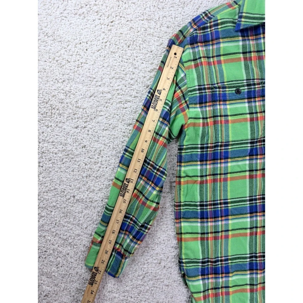 Polo Ralph Lauren Plaid Shirt Mens Medium Lime Green Excellent Cotton Flannel